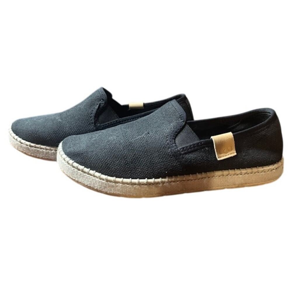 UGG Luciah Black Slip On Flats Sneakers Shoes Women's 7.5 Cotton Jute Canvas